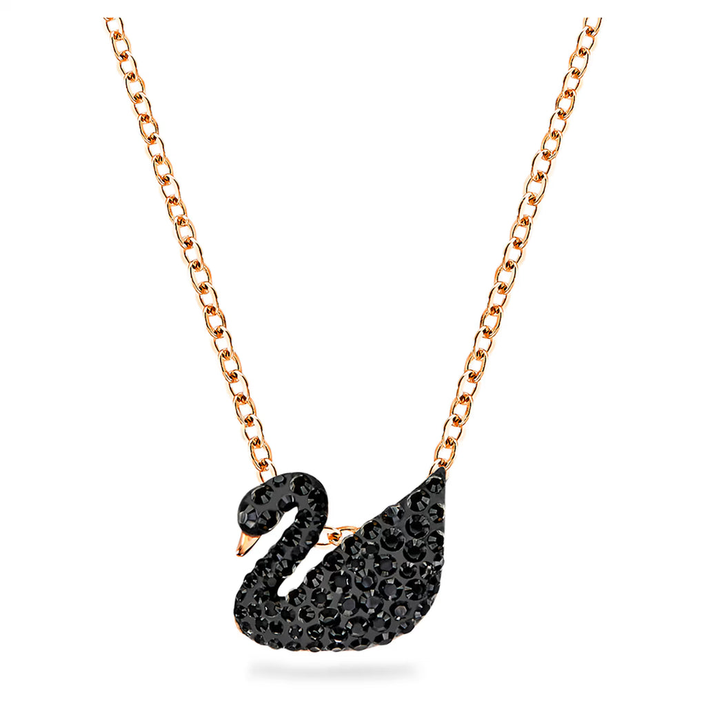 Swarovski Swan Ogrlica - Crni Kristali