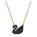 Swarovski Swan Ogrlica - Crni Kristali
