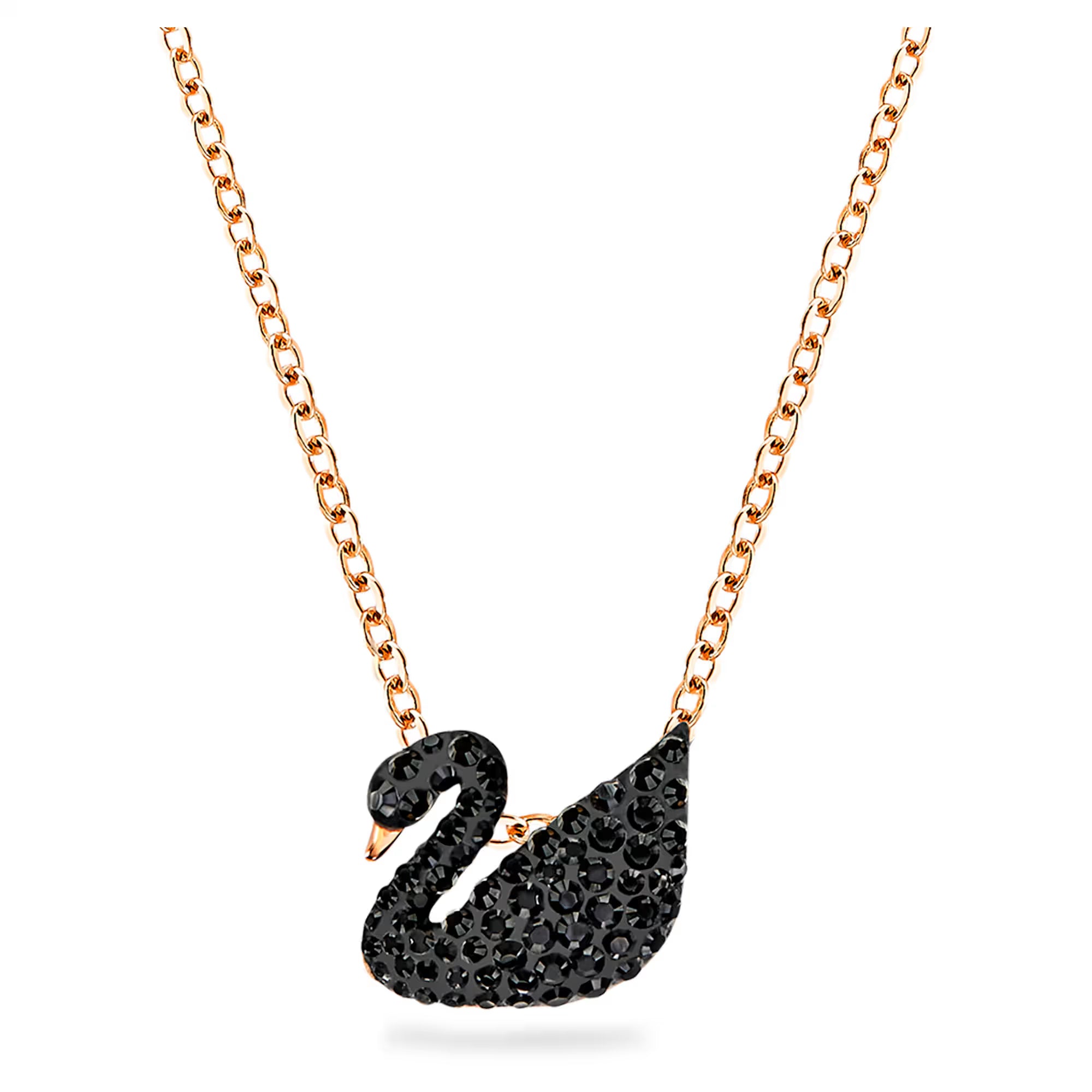 Swarovski Swan Ogrlica - Crni Kristali