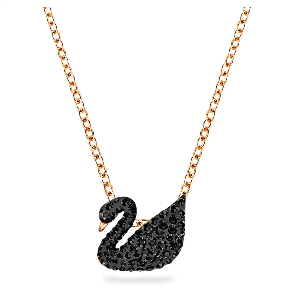 Swarovski Swan Ogrlica - Crni Kristali