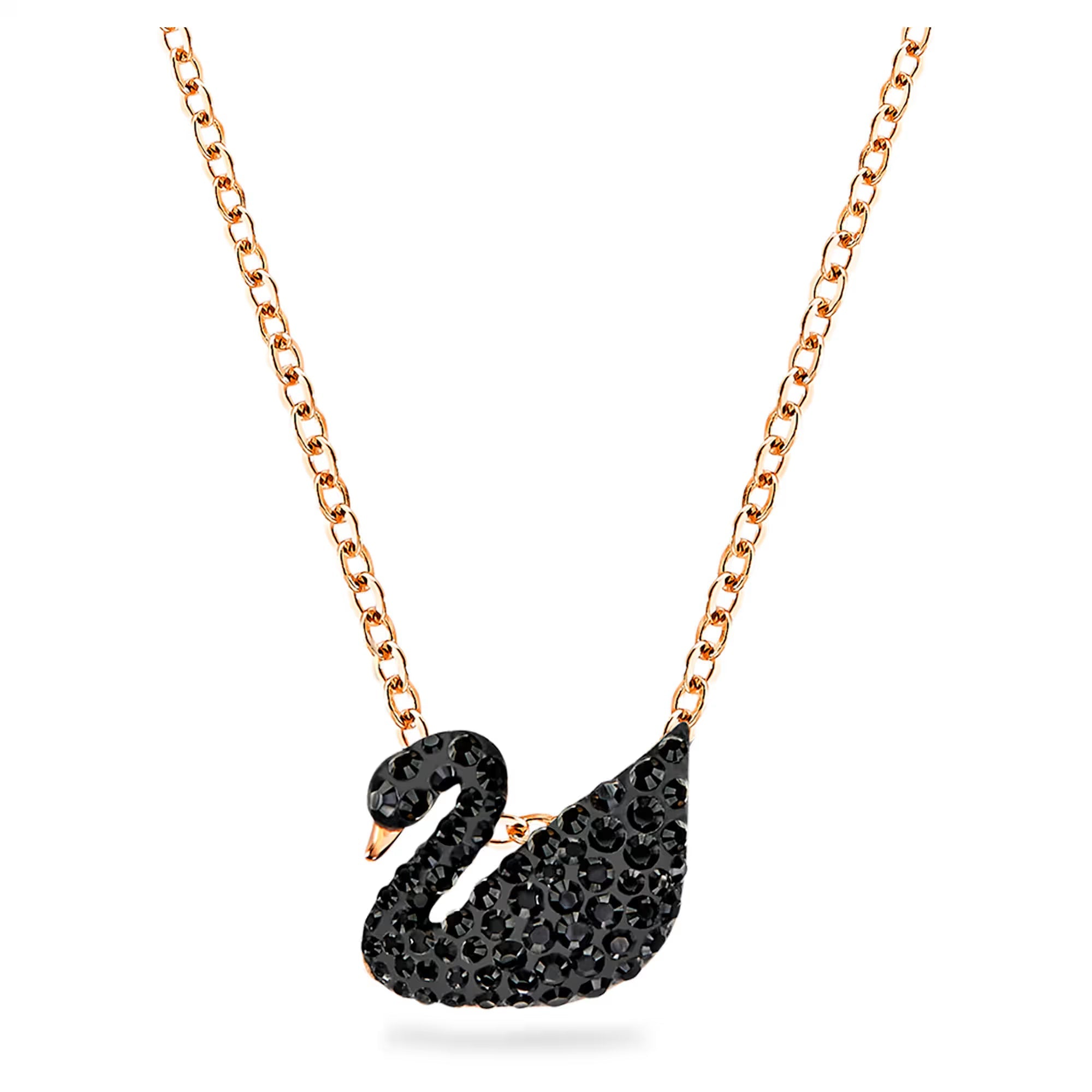 Swarovski Swan Ogrlica - Crni Kristali